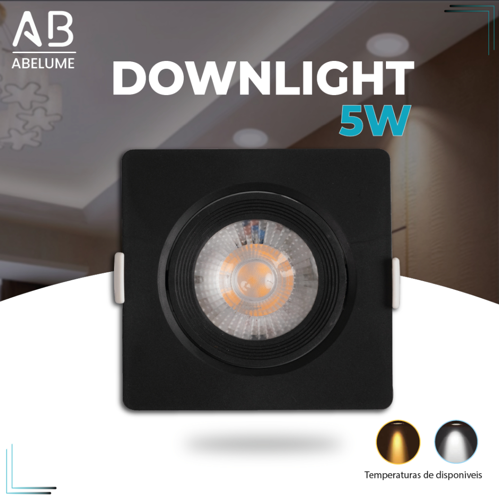 Luminária Spot Led Quadrado Direcionável 5W Embutir Gesso Teto Preto | Branco Frio 6500K (| Branco Quente 3000K Luminária Spot Led Quadrado Direcionável 5W Embutir Gesso Teto Preto | Branco Frio 6500K (| Branco Quente 3000K