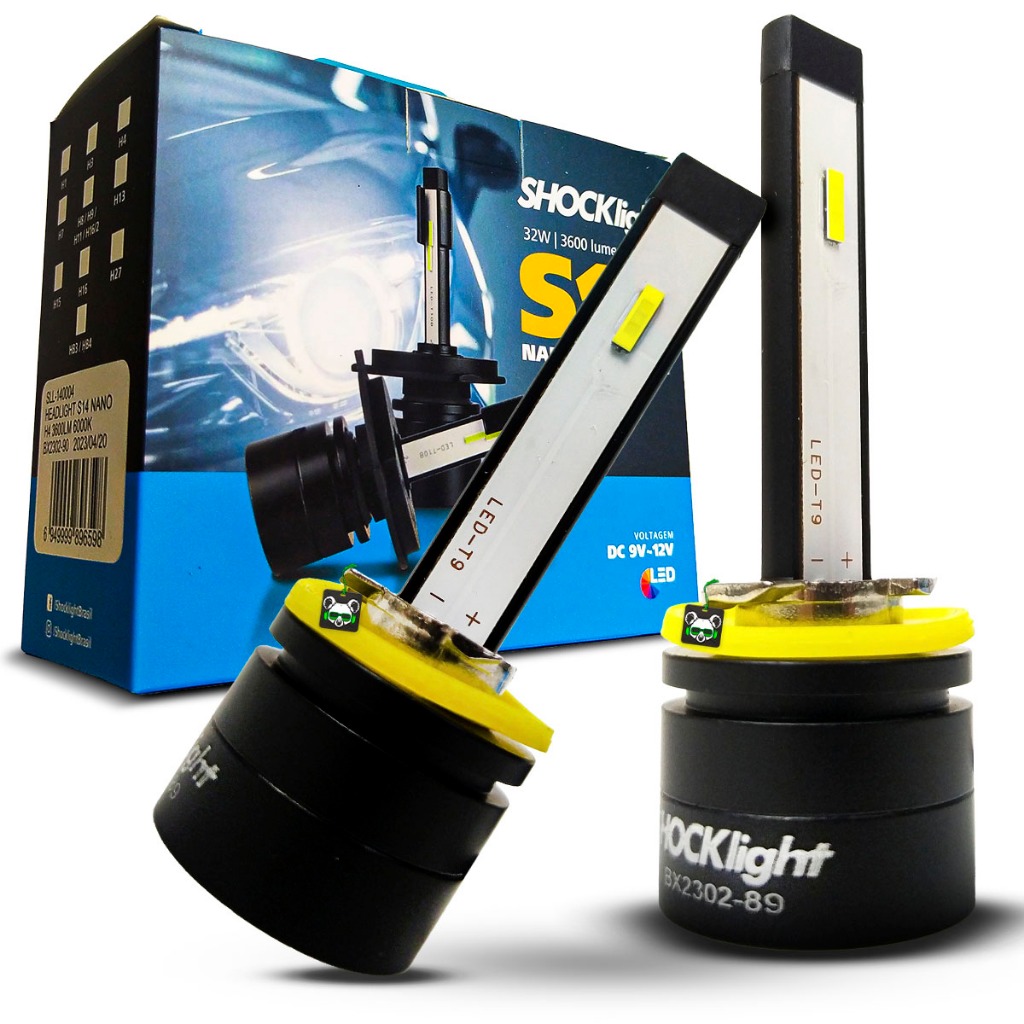 Lâmpada Shocklight Led Automotivo S14 Nano Headlight 3600 Lumens 6000k 32W Encaixe Modelo H27 Lâmpada Shocklight Led Automotivo S14 Nano Headlight 3600 Lumens 6000k 32W Encaixe Modelo H27