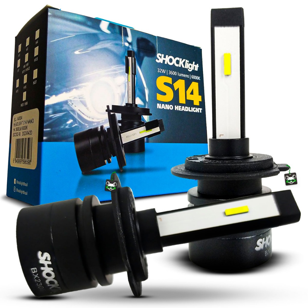 Lâmpada Shocklight Led Automotivo S14 Nano Headlight 3600 Lumens 6000k 32W Encaixe Modelo H7 Lâmpada Shocklight Led Automotivo S14 Nano Headlight 3600 Lumens 6000k 32W Encaixe Modelo H7