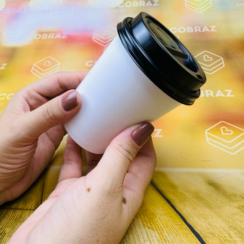 50~200 copo de papel 270 ml com tampa preta biodegradável FNS 50~200 copo de papel 270 ml com tampa preta biodegradável FNS