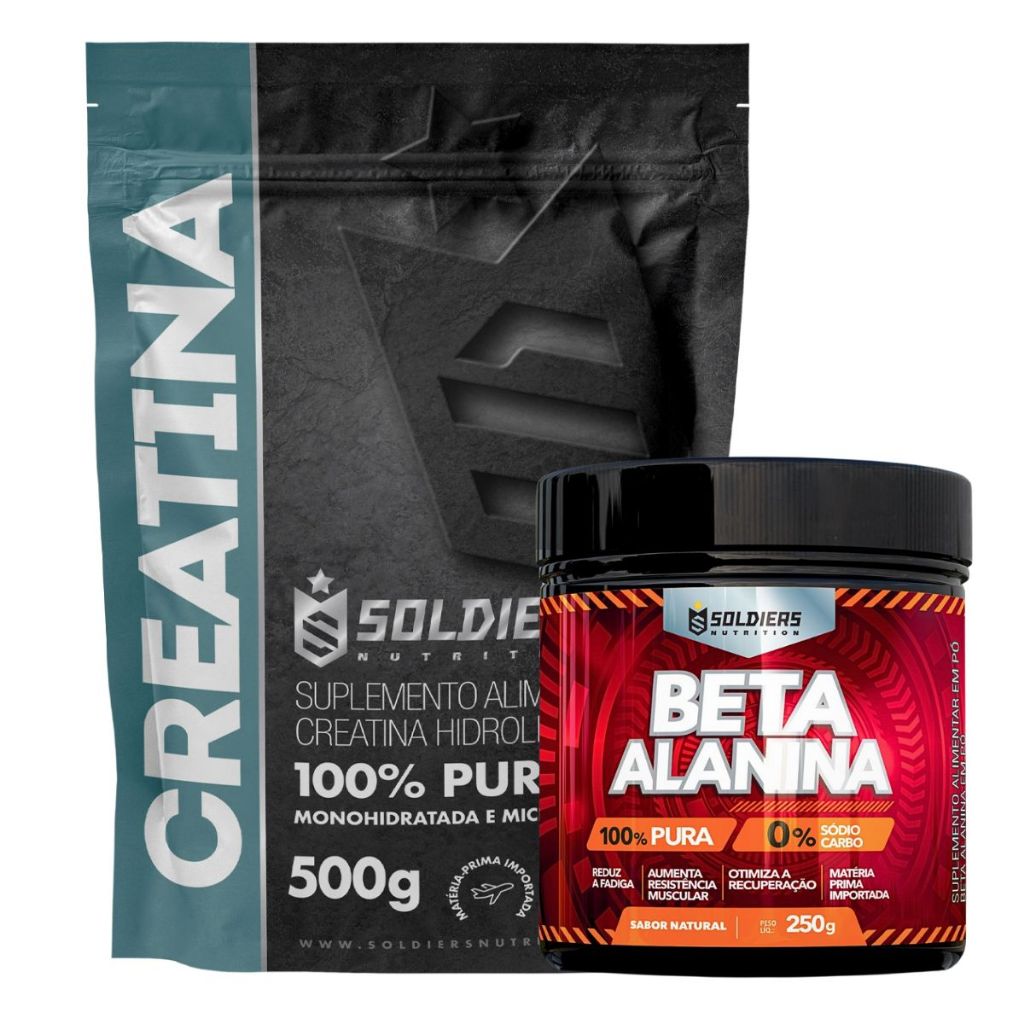 Kit: Beta Alanina 250g + Creatina 500g Soldiers Nutrition Força Performance Kit: Beta Alanina 250g + Creatina 500g Soldiers Nutrition Força Performance