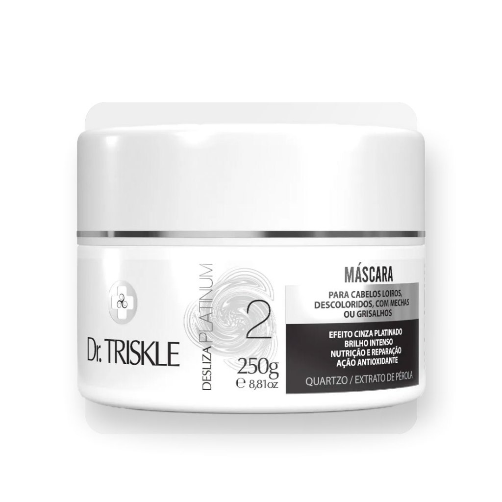 Máscara Tratamento Capilar Dr Triskle Desliza Platinum | Cinza Plantinado Nutrição | 250gr Máscara Tratamento Capilar Dr Triskle Desliza Platinum | Cinza Plantinado Nutrição | 250gr