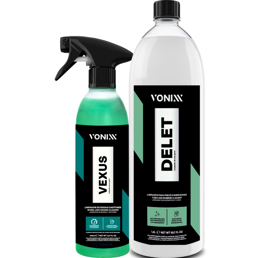 Kit Limpador Pneus E Borracha Delet 1,5L Vexus 500ml Vonixx Kit Limpador Pneus E Borracha Delet 1,5L Vexus 500ml Vonixx