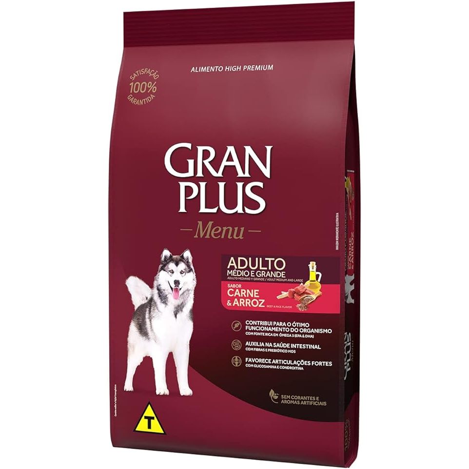 Ração Gran Plus Cães Menu Adultos Carne e Arroz – 20kg Ração Gran Plus Cães Menu Adultos Carne e Arroz – 20kg