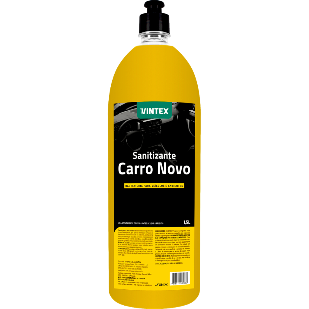 Sanitizante Carro Novo 1,5 L Cheirinho Para Veiculos em Geral Vintex Sanitizante Carro Novo 1,5 L Cheirinho Para Veiculos em Geral Vintex