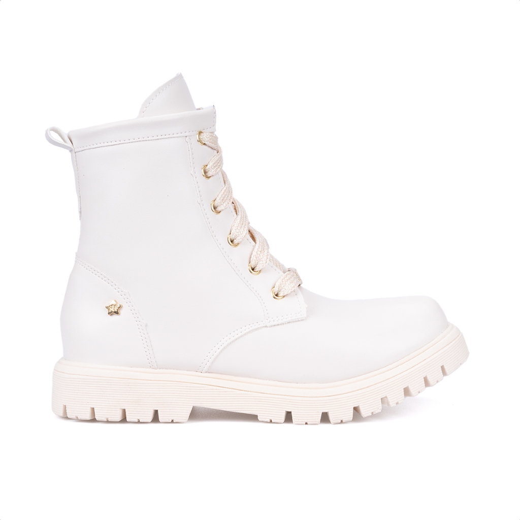 Bota Coturno Infantil Menina Fashion Tratorado Cano Alto com Cadarço Brilhante Zíper Confortável Bota Coturno Infantil Menina Fashion Tratorado Cano Alto com Cadarço Brilhante Zíper Confortável