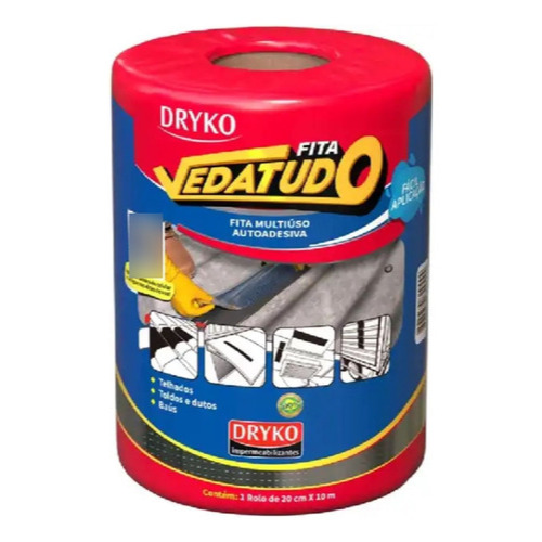 Fita Multiuso Autoadesiva Asfáltica Alumínio 20cmx10m- Dryko Fita Multiuso Autoadesiva Asfáltica Alumínio 20cmx10m- Dryko