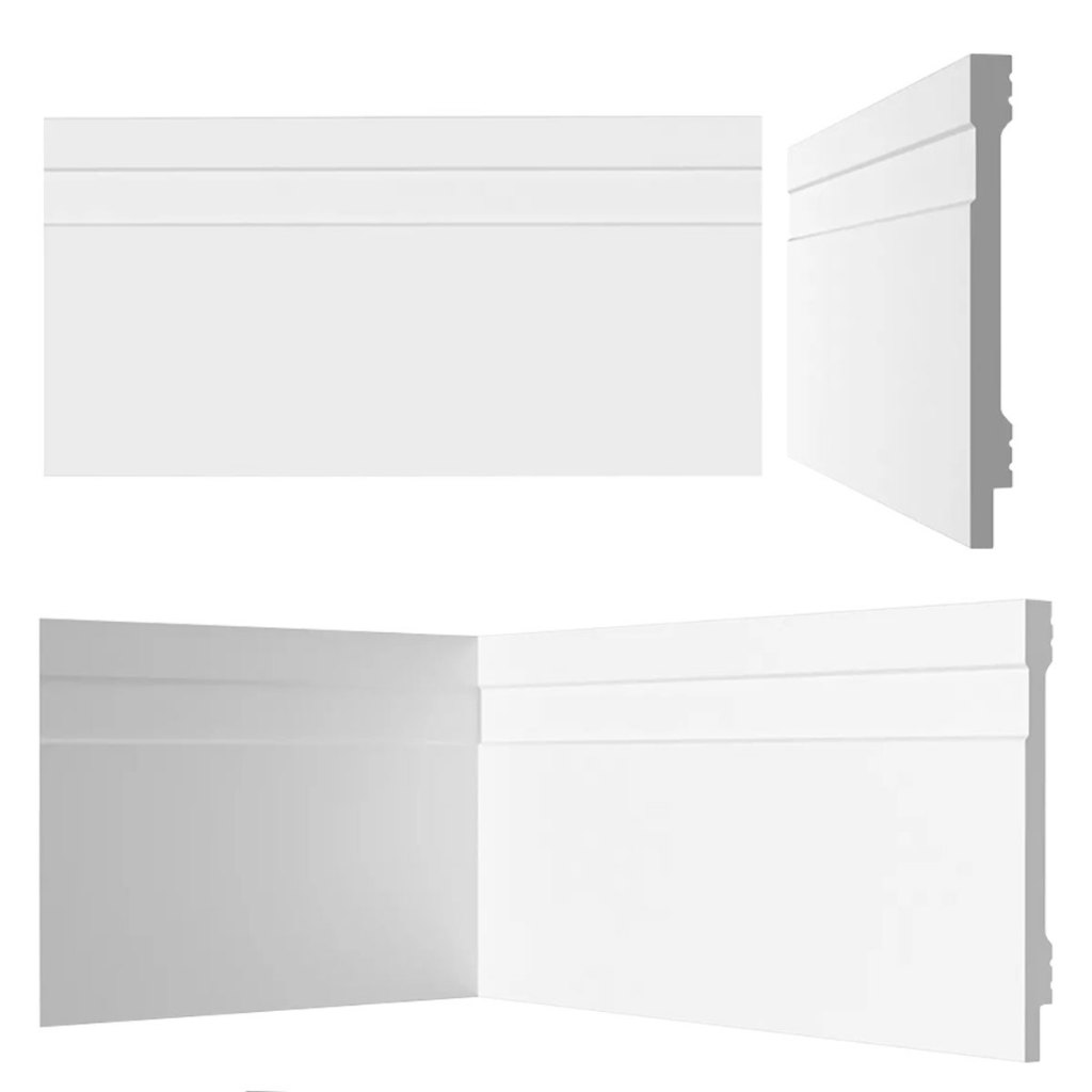 30 Moldura Rodapé Poliestireno Moderno Mdf Resistente Umidade 10cm 30 Moldura Rodapé Poliestireno Moderno Mdf Resistente Umidade 10cm