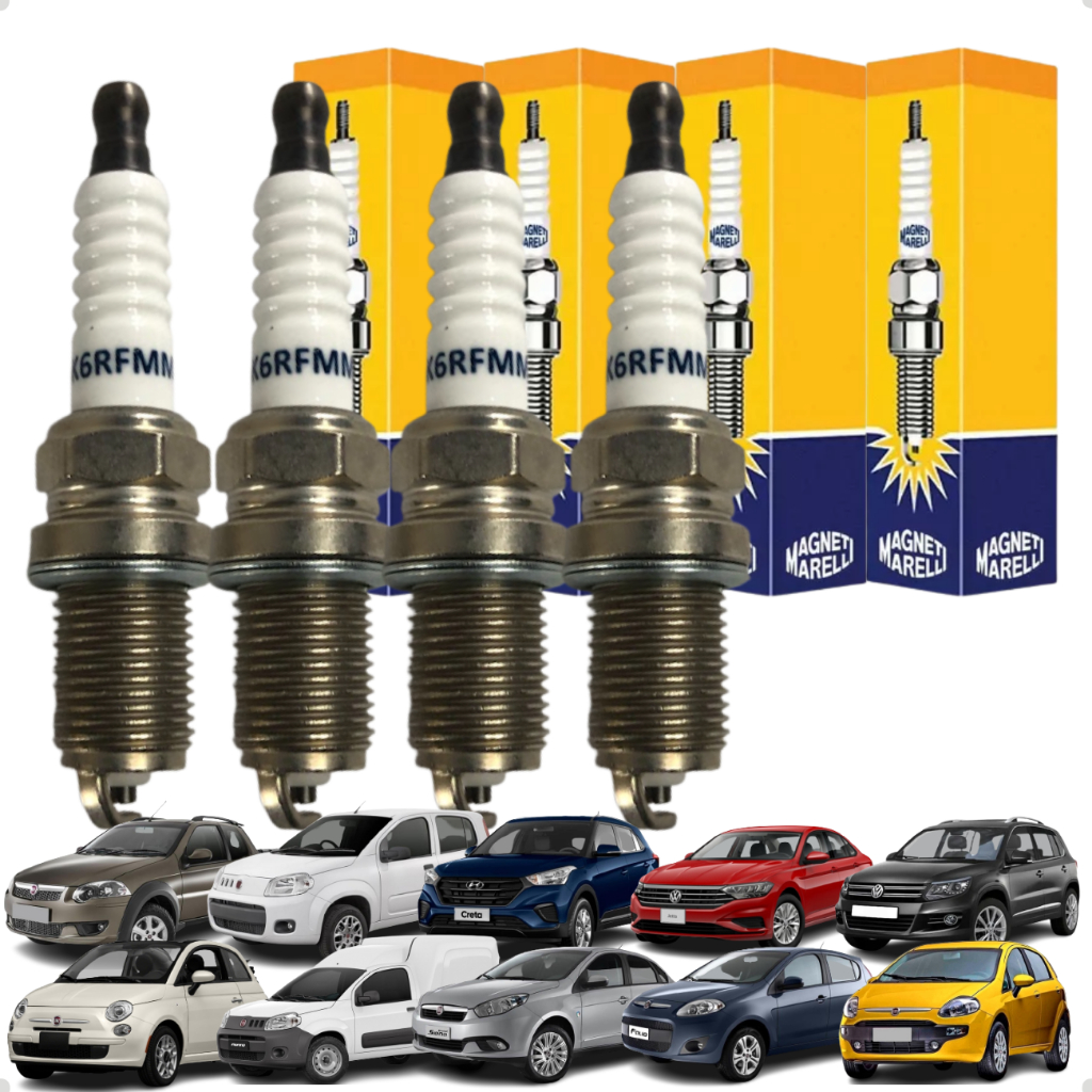 Jogo de Velas Ignição Original Magnet Marelli 500 Fiorino Grand Siena Palio Punto Strada Uno