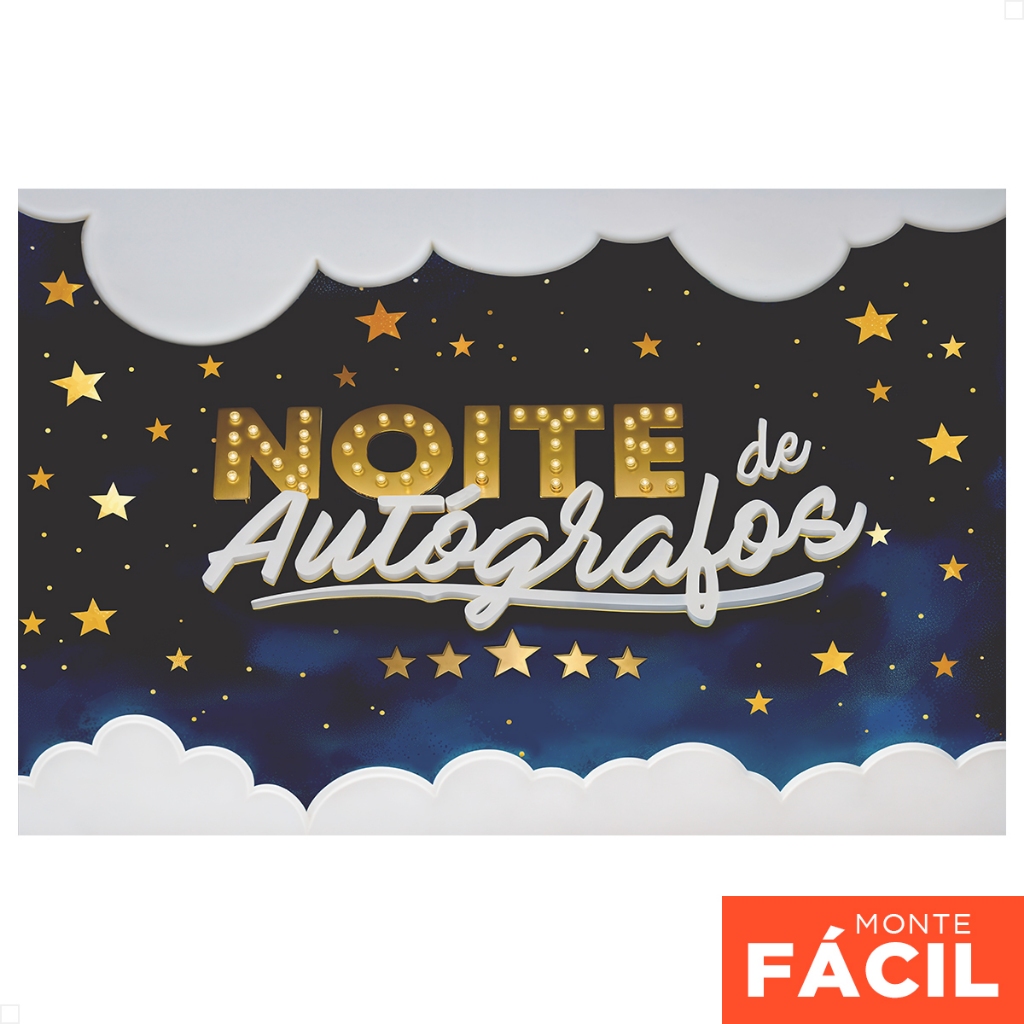Painel Retangular Noite De Autógrafos Horizontal Sublimado 3D Em Tecido Painel Retangular Noite De Autógrafos Horizontal Sublimado 3D Em Tecido