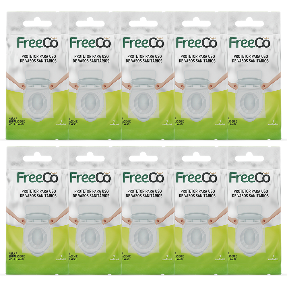 Kit 10 Packs Protetor Assento Sanitário FreeCô – 30 Unidades Total Kit 10 Packs Protetor Assento Sanitário FreeCô – 30 Unidades Total