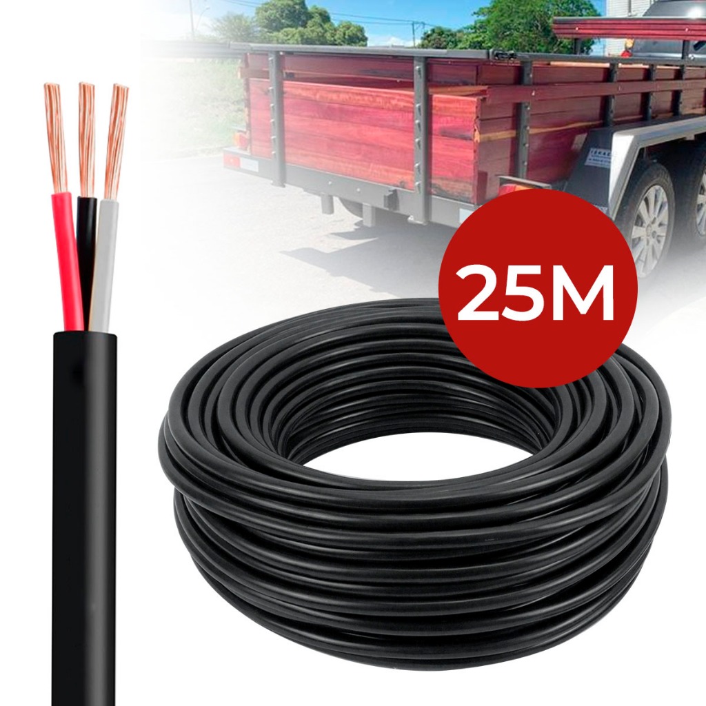 Cabo Pp 3×1,5mm 100% Cobre 25m Flexível Capa Dupla Rolo Instalação Elétrica Alta Durabilidade Cabo Pp 3×1,5mm 100% Cobre 25m Flexível Capa Dupla Rolo Instalação Elétrica Alta Durabilidade