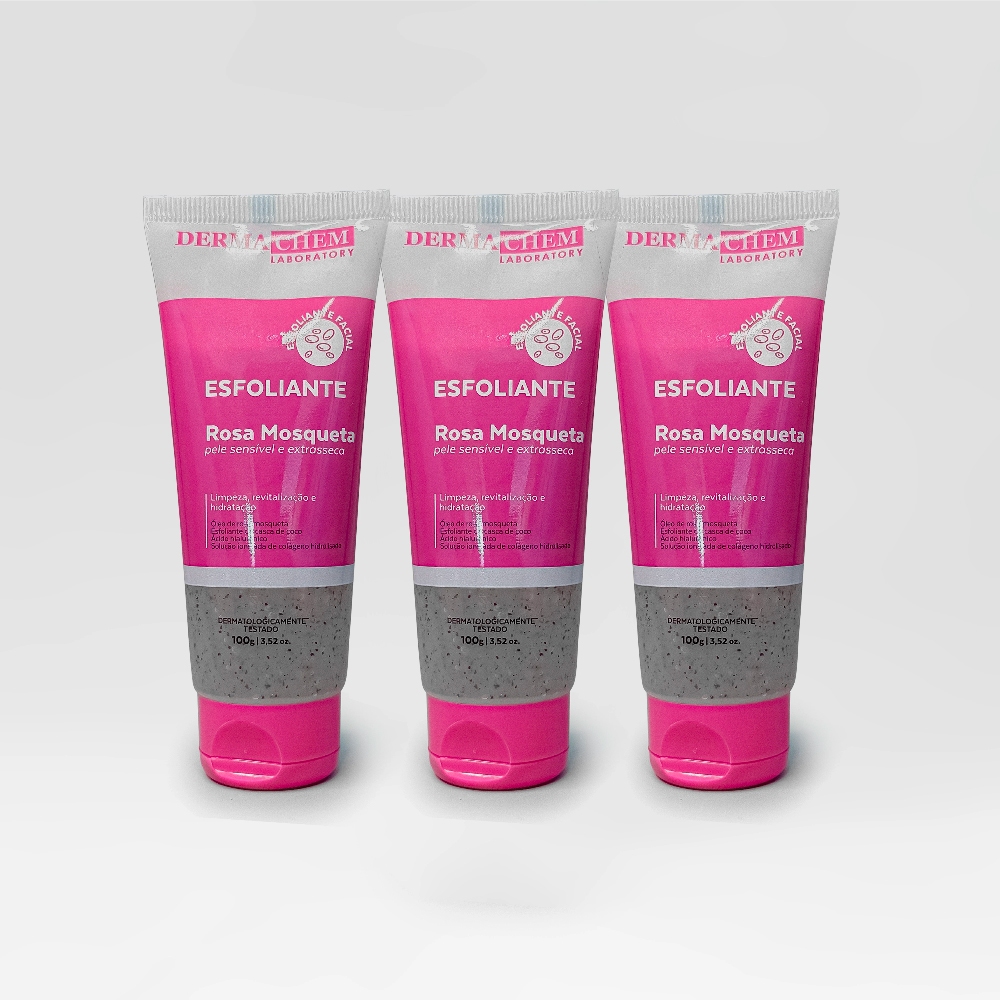 Kit 3 Gel Esfoliante Rosa Mosqueta 100ml Dermachem Kit 3 Gel Esfoliante Rosa Mosqueta 100ml Dermachem