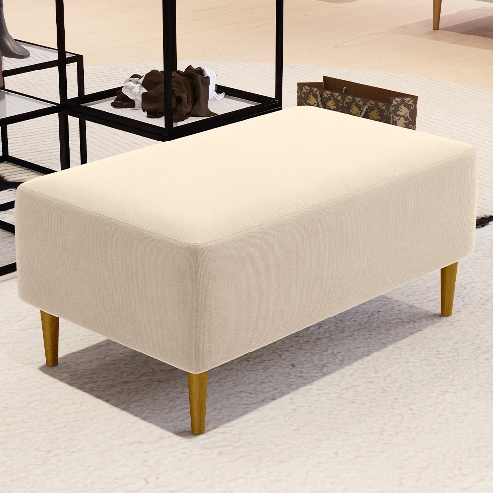 Puff Decorativo Sala de Estar Cléo W01 Pés Palito 90 cm Suede Bege – Lyam Decor Puff Decorativo Sala de Estar Cléo W01 Pés Palito 90 cm Suede Bege – Lyam Decor