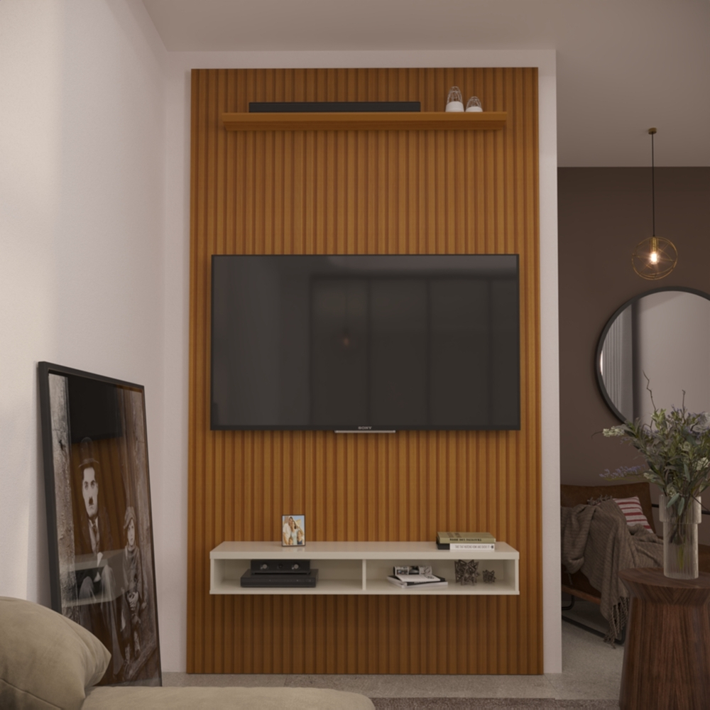Painel Ripado 3D para TV Até 55 Polegadas Print com Nicho 135cm Painel Ripado 3D para TV Até 55 Polegadas Print com Nicho 135cm