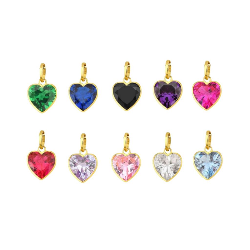 Pingente de Ouro 18k Coração Zircônia com 8mm Pingente de Ouro 18k Coração Zircônia com 8mm