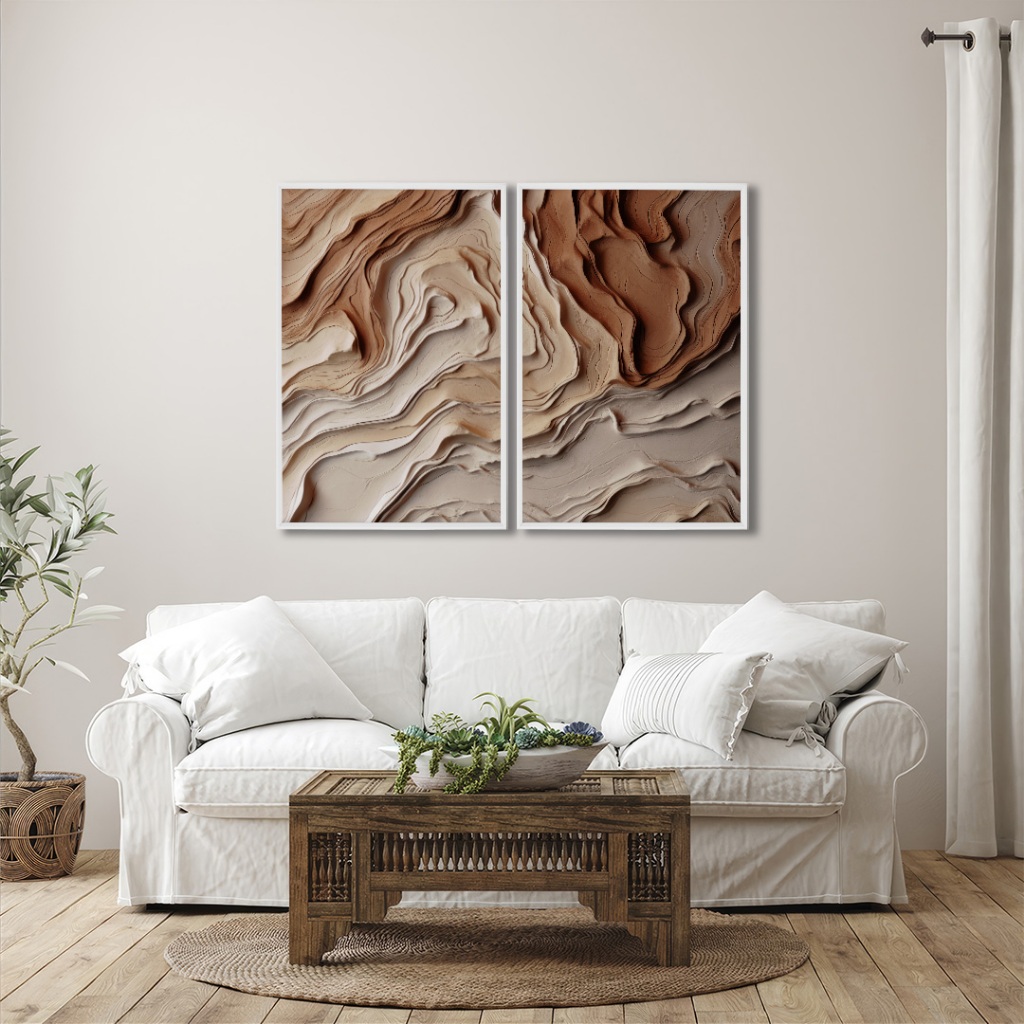 2 Quadros Com Decoração Moderna Telas com Efeito de Camadas Com Moldura C/ e S/ Vidro 2 Quadros Com Decoração Moderna Telas com Efeito de Camadas Com Moldura C/ e S/ Vidro