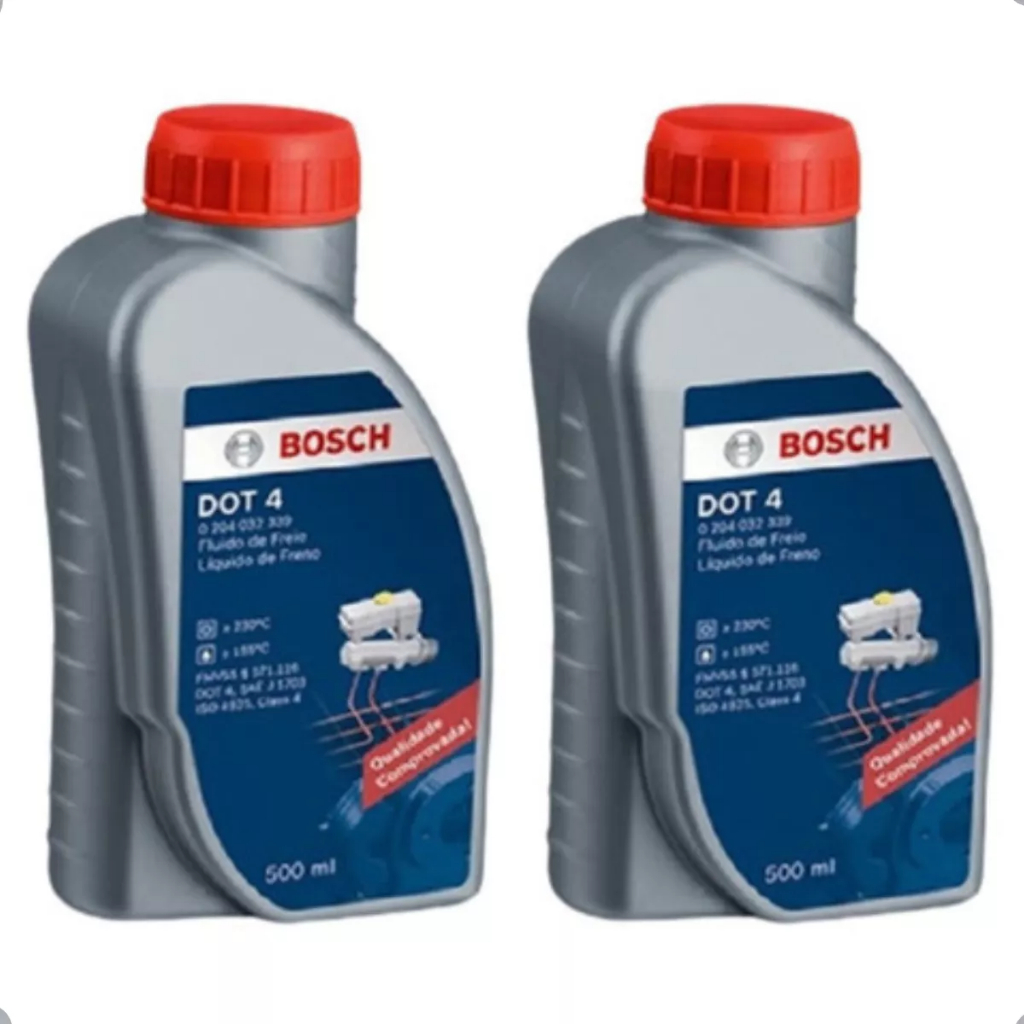 Kit 2 Fluído Freio Reservatório Bosch Dot 4 500ml Original Kit 2 Fluído Freio Reservatório Bosch Dot 4 500ml Original