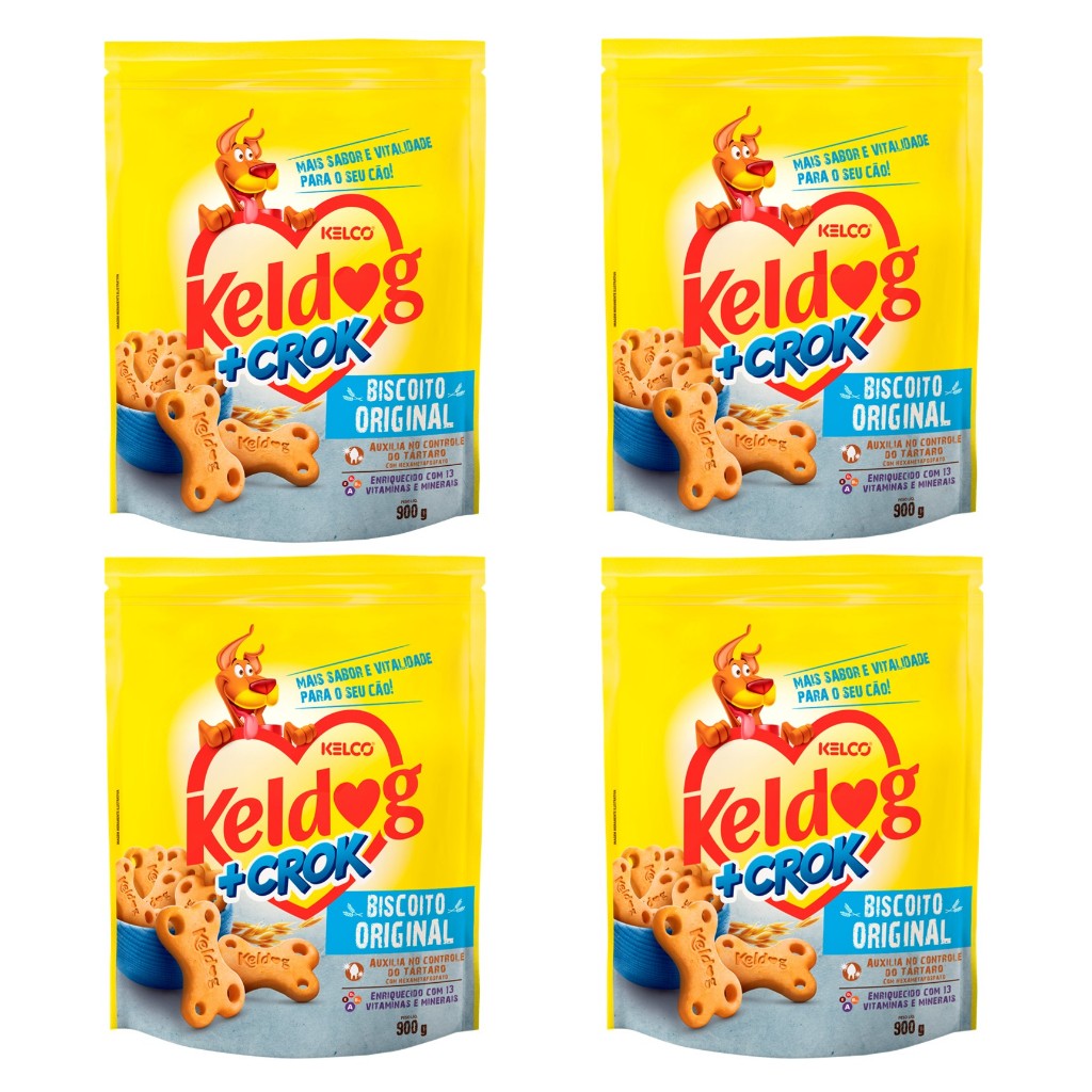 Kelco KIT Keldog + Crok Biscoito Original 900g – 4 Unidades Kelco KIT Keldog + Crok Biscoito Original 900g – 4 Unidades
