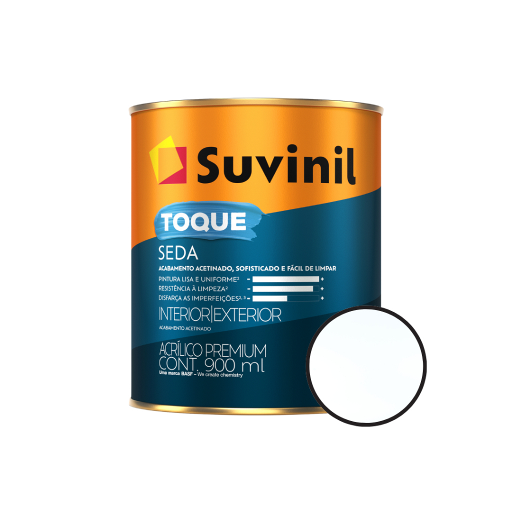 Tinta Acrílica Acetinado Branco Neve 900ml Toque Seda Acabamento Seda Alto Padrão Suvinil Tinta Acrílica Acetinado Branco Neve 900ml Toque Seda Acabamento Seda Alto Padrão Suvinil