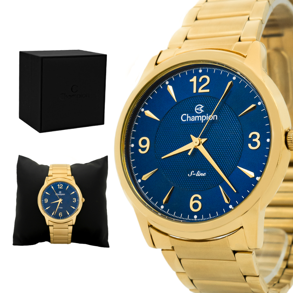 Relogio Masculino Champion Dourado S-Line Casual Original Resistente a Agua Garantia 1 ano Relogio Masculino Champion Dourado S-Line Casual Original Resistente a Agua Garantia 1 ano