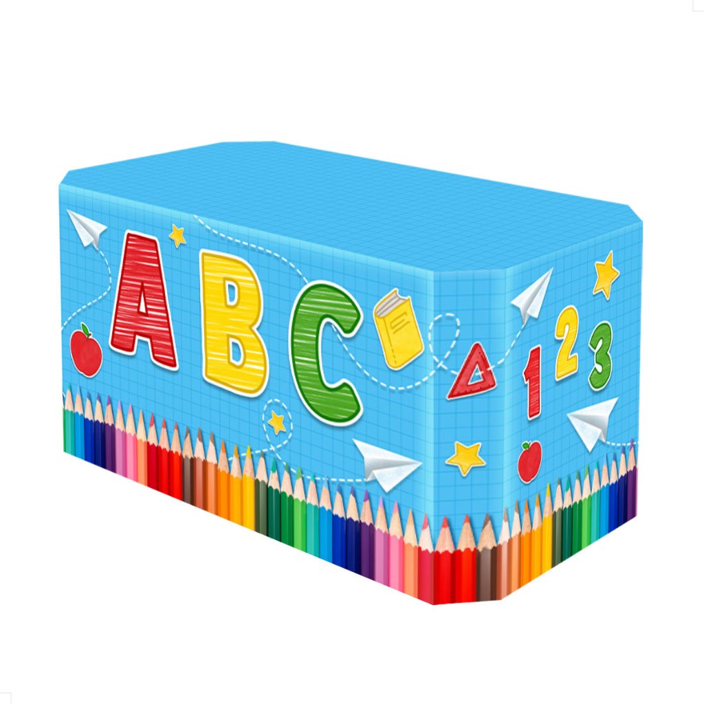 Capa De Mesa Festa Escolar Formatura Infantil ABC Decoração Forro Veste Fácil Em Tecido Capa De Mesa Festa Escolar Formatura Infantil ABC Decoração Forro Veste Fácil Em Tecido