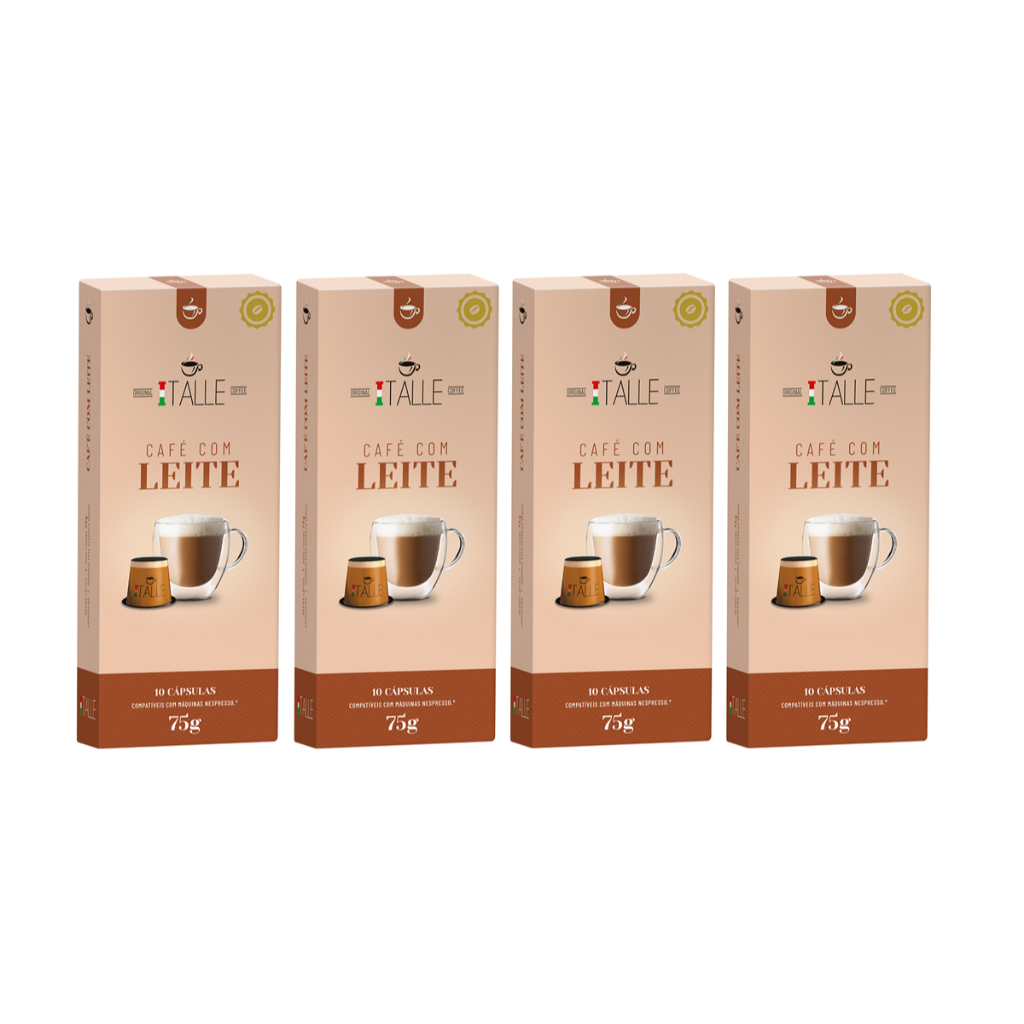 Café com leite Cápsulas Compatíveis Nespresso Café Italle 4 Caixas Café com leite Cápsulas Compatíveis Nespresso Café Italle 4 Caixas