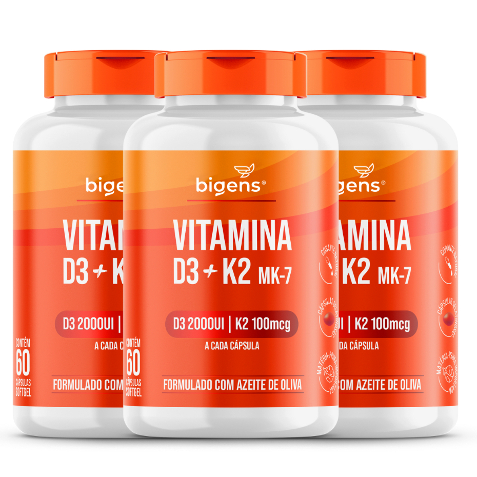 BIGENS KIT 3X VITAMINA D3 + K2 MK7 100MCG AZEITE OLIVA 60 CAPS BIOGENS BIGENS KIT 3X VITAMINA D3 + K2 MK7 100MCG AZEITE OLIVA 60 CAPS BIOGENS
