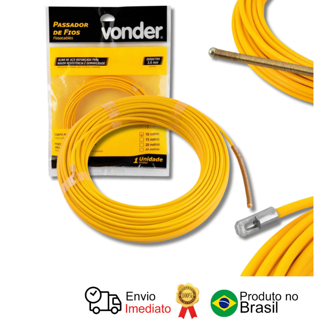 Puxa Fio Passa Fio Passador Fios 15m Alma De Aço Vonder Puxa Fio Passa Fio Passador Fios 15m Alma De Aço Vonder