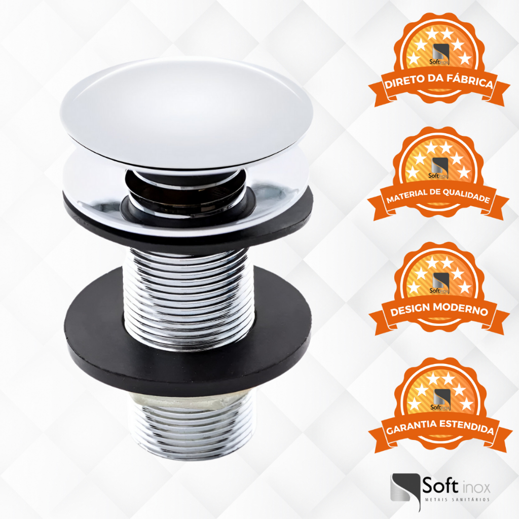 Válvula Click De Inox Ralo P/ Cuba Pia de Banheiro Lavatório 7/8 Cromada de 3cm Válvula Click De Inox Ralo P/ Cuba Pia de Banheiro Lavatório 7/8 Cromada de 3cm