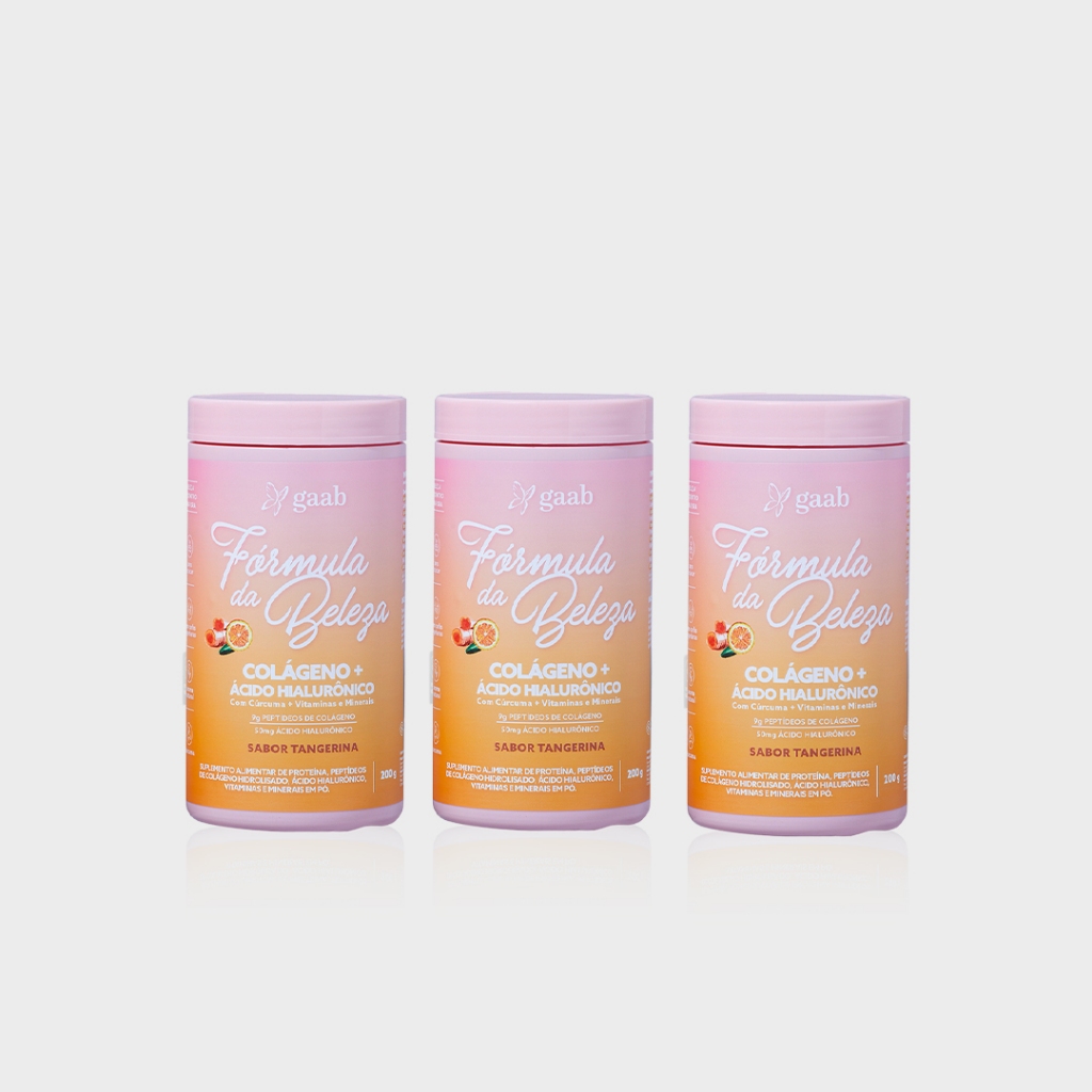 Kit 03 Potes Colágenos Fórmula Da Beleza Sabor Tangerina Kit 03 Potes Colágenos Fórmula Da Beleza Sabor Tangerina