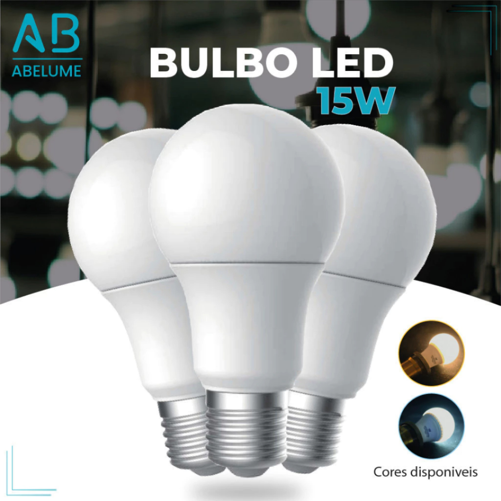 Lâmpada Led Bulbo 15w Branco Frio 6500K | Bivolt E27 Luz Branca e Luz Amarela para Ambientes externos e internos Lâmpada Led Bulbo 15w Branco Frio 6500K | Bivolt E27 Luz Branca e Luz Amarela para Ambientes externos e internos