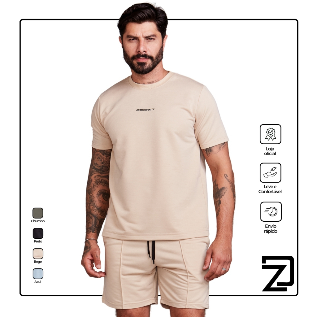 Conjunto camiseta e shorts moletinho masculino Conjunto camiseta e shorts moletinho masculino