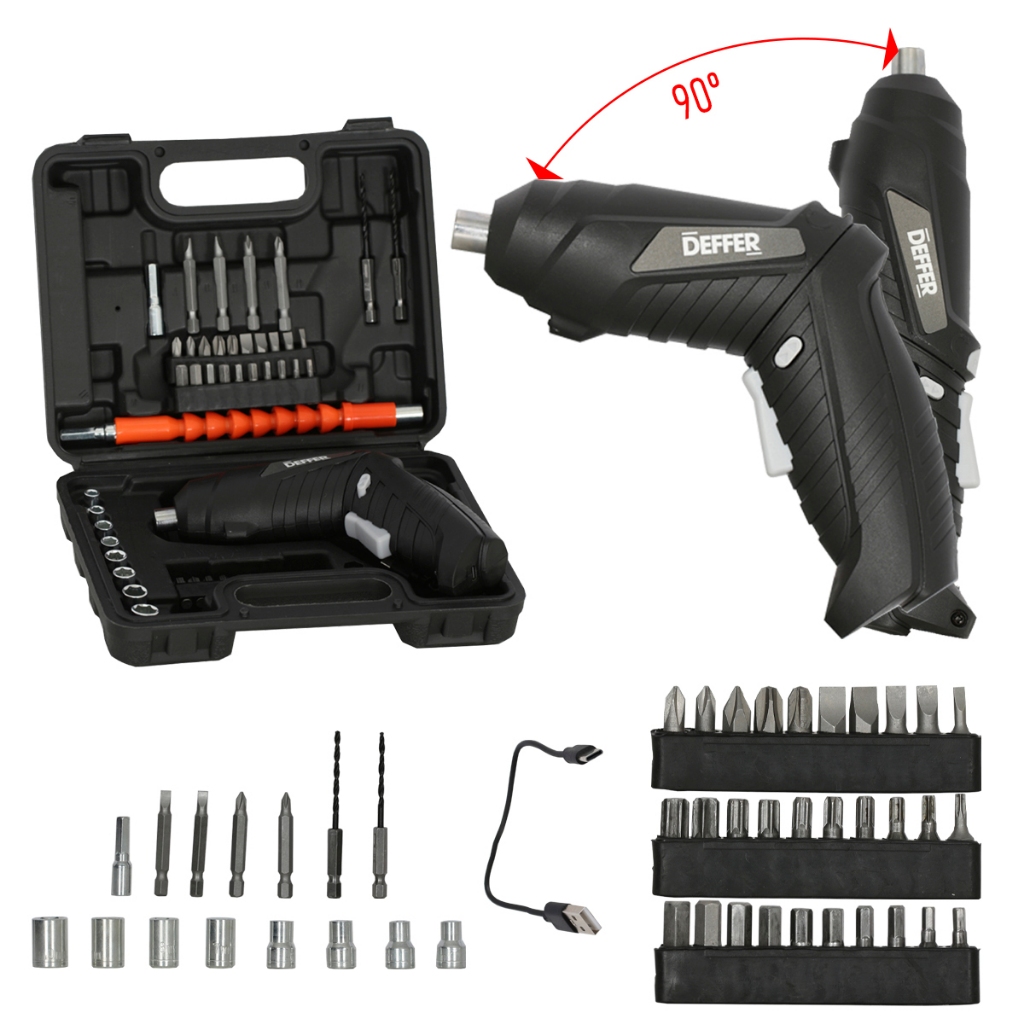 Parafusadeira a Bateria 3,6v Com Maleta + 46 Acessórios | Kit Completo – DEFFER Parafusadeira a Bateria 3,6v Com Maleta + 46 Acessórios | Kit Completo – DEFFER