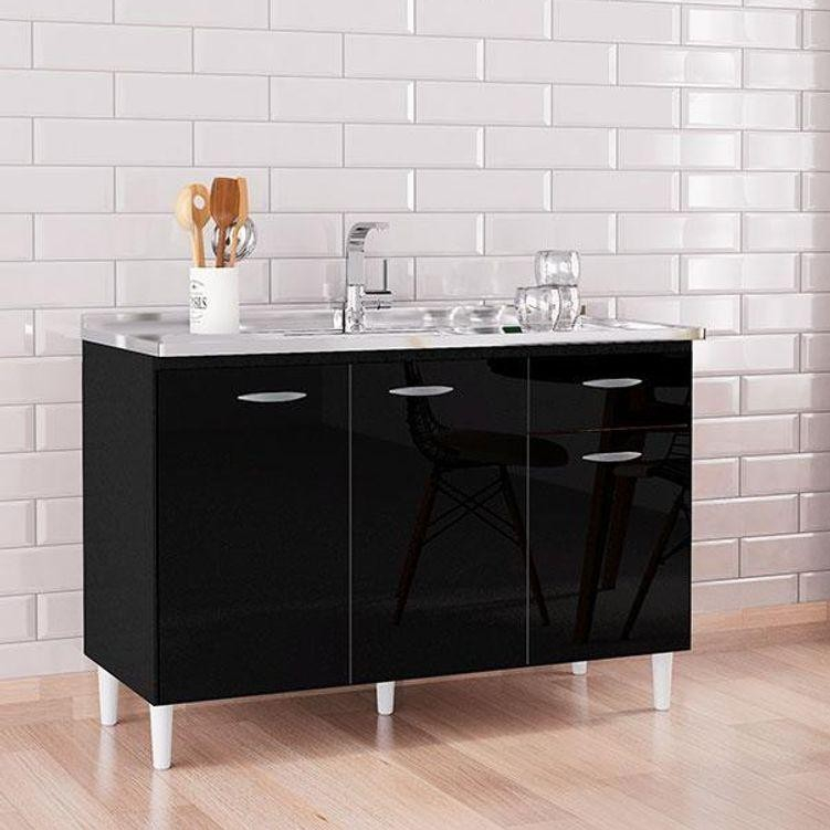 Balcão De Pia 120 cm Preto – Poquema Balcão De Pia 120 cm Preto – Poquema