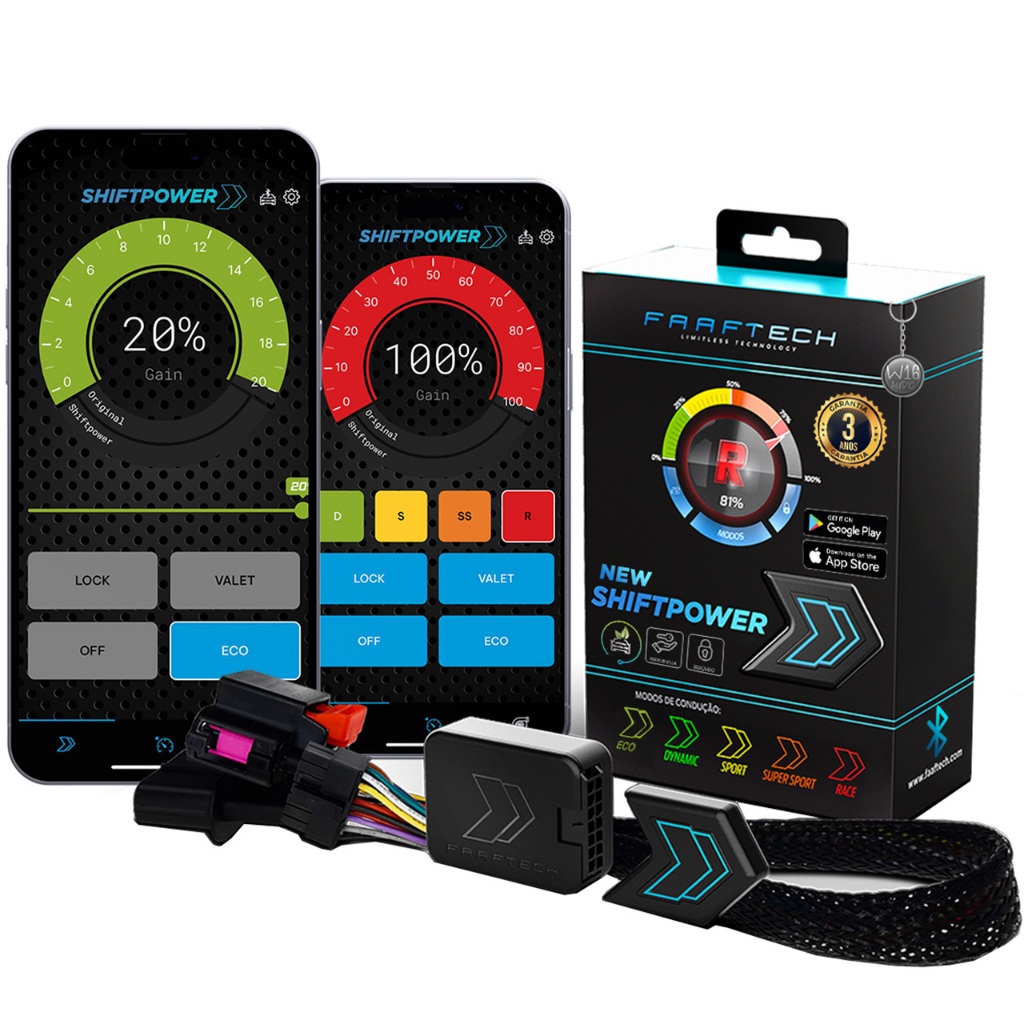 Chip Potencia Gás Pedal Shiftpower Modo Eco Bluetooth Ft-Sp18+ Chip Potencia Gás Pedal Shiftpower Modo Eco Bluetooth Ft-Sp18+