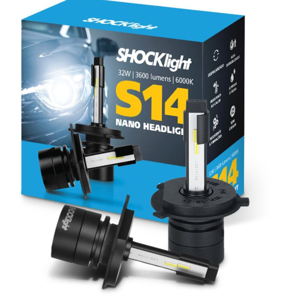 Par de Lâmpada Led Nano Shocklight S14 H1 H3 H4 H7 H11 H13 H15 H16 H27 HB3/HB4 Par de Lâmpada Led Nano Shocklight S14 H1 H3 H4 H7 H11 H13 H15 H16 H27 HB3/HB4