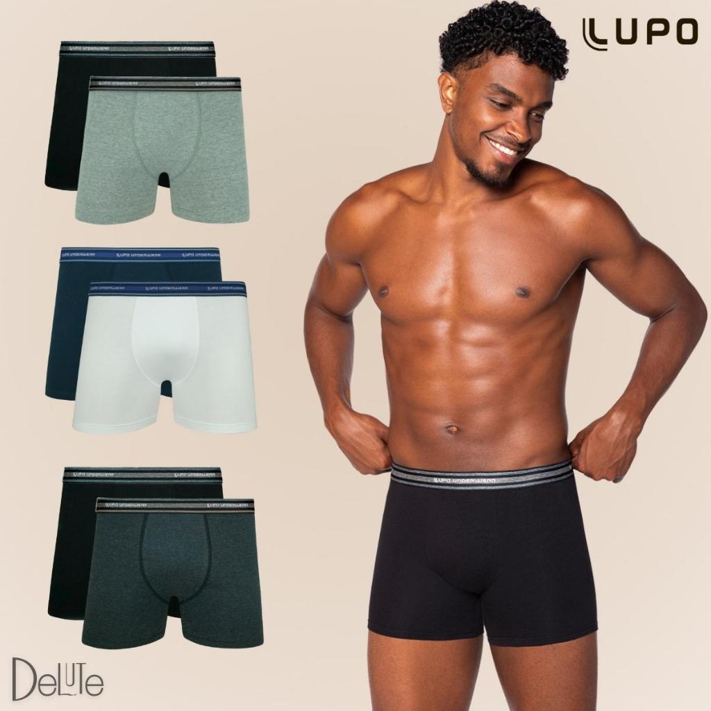 Kit De 2 Cuecas Originais Lupo Boxer Box Básica Em Algodão Cotton Com Elastano Kit De 2 Cuecas Originais Lupo Boxer Box Básica Em Algodão Cotton Com Elastano
