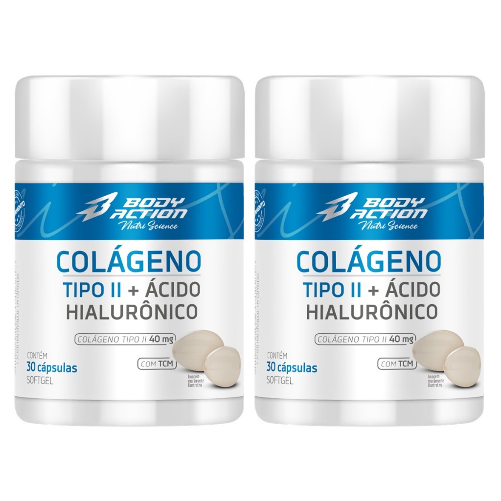 Kit 2x Colágeno Tipo 2 Com Ácido Hialurônico Total 60 Caps – 2 Meses Bodyaction Kit 2x Colágeno Tipo 2 Com Ácido Hialurônico Total 60 Caps – 2 Meses Bodyaction