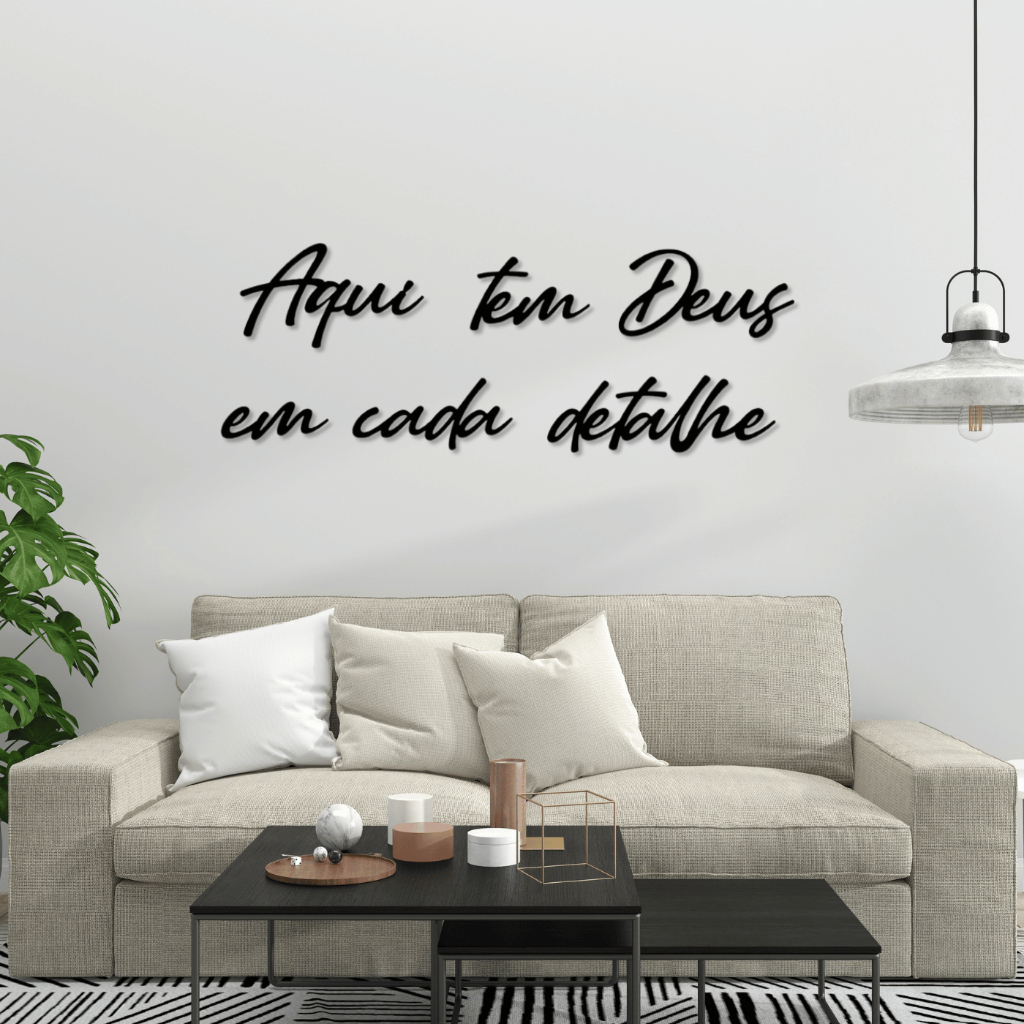 Frase Decorativa Em Mdf Aqui Tem Deus em Cada Detalhe Preto 1 Metro Frase Decorativa Em Mdf Aqui Tem Deus em Cada Detalhe Preto 1 Metro