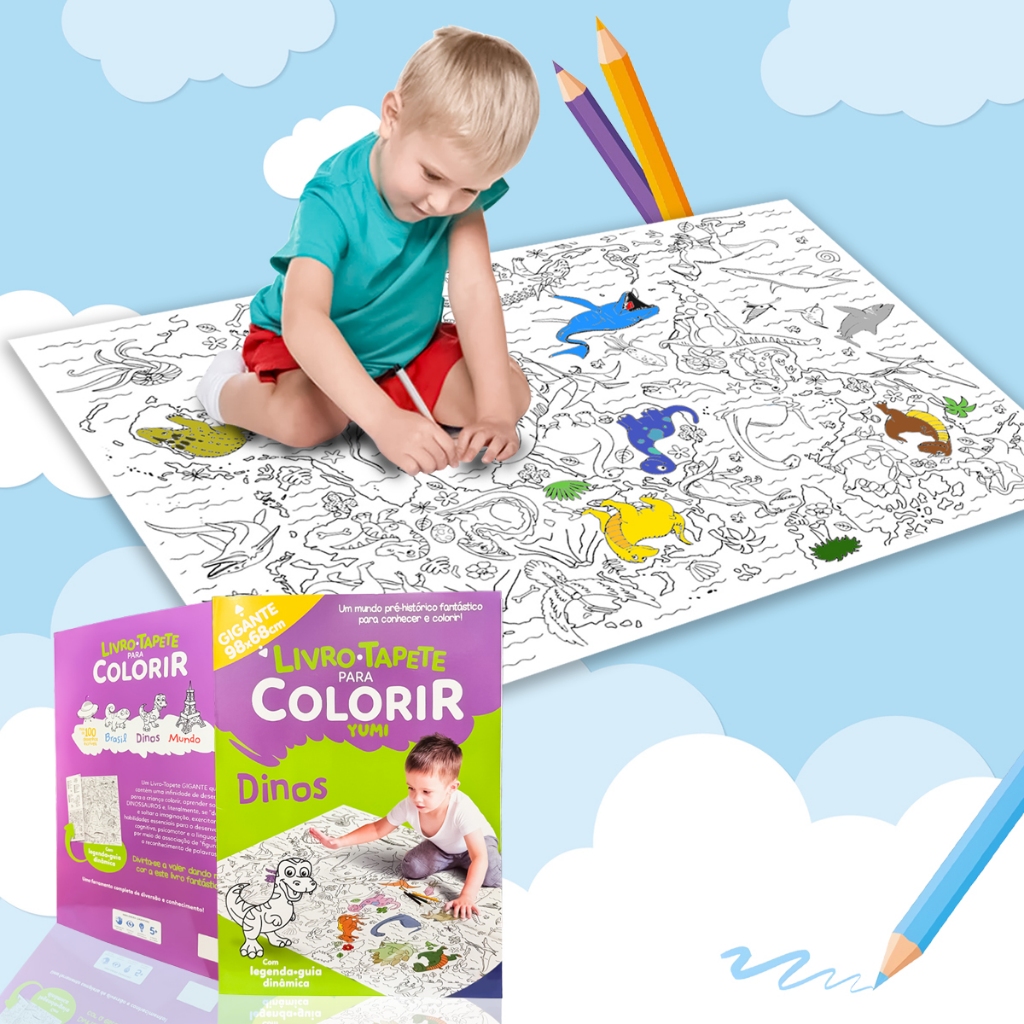 Livro-tapete Para Colorir: Dinossauros Desenhos Incríveis Livro De Pintura Livro-tapete Para Colorir: Dinossauros Desenhos Incríveis Livro De Pintura