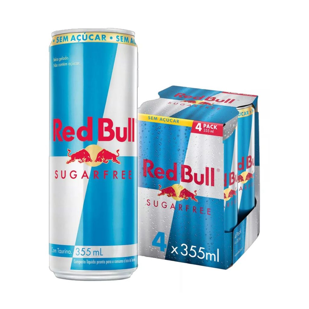 Red Bull Energy Drink Sugarfree Sem Açúcar Pack 4 unidades 355ml Red Bull Energy Drink Sugarfree Sem Açúcar Pack 4 unidades 355ml