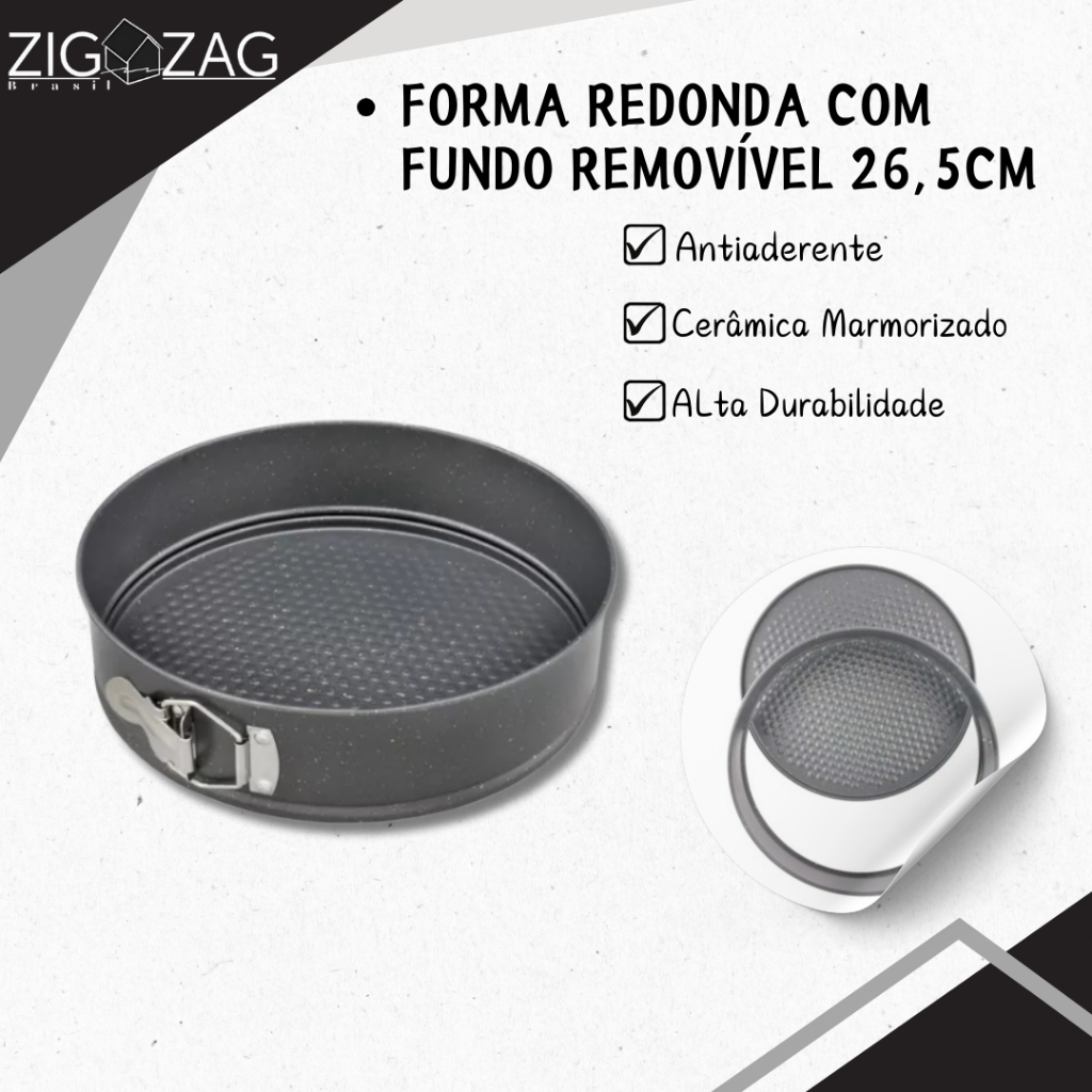 Forma De Bolo com Fundo Removível, Antiaderente – 26,5cm Forma De Bolo com Fundo Removível, Antiaderente – 26,5cm