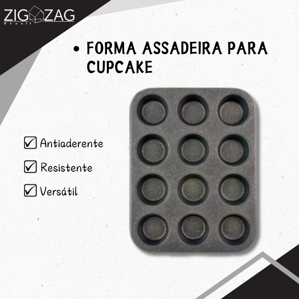 Forma Assadeira Antiaderente Para Cupcake – 12 Cavidades Forma Assadeira Antiaderente Para Cupcake – 12 Cavidades