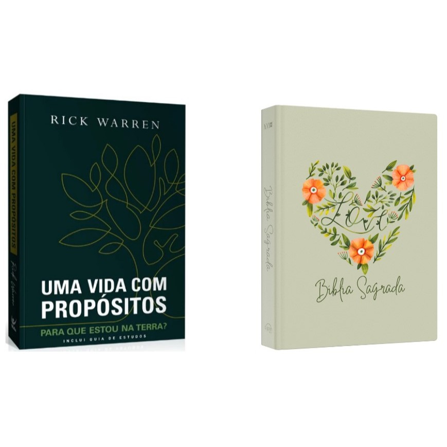 Kit Uma Vida Com Propósito + Bíblia Sagrada | NVI | Coração Flores Kit Uma Vida Com Propósito + Bíblia Sagrada | NVI | Coração Flores