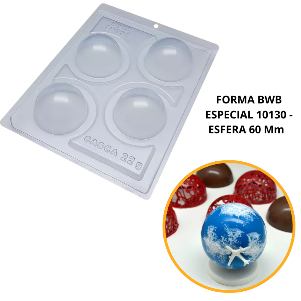 1~4 forma bwb com silicone (3 partes) 10130 – Esfera de 60mm (CHOCO) 1~4 forma bwb com silicone (3 partes) 10130 – Esfera de 60mm (CHOCO)