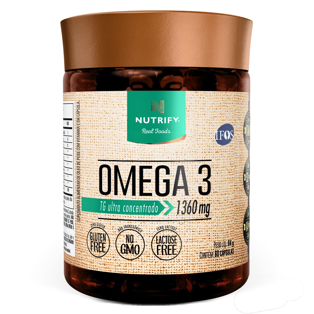 Nutrify Ômega 3 TG Ultraconcentrado 1360mg – Com Vitamina E – Foco, Memória e Bem-Estar – 60 Caps