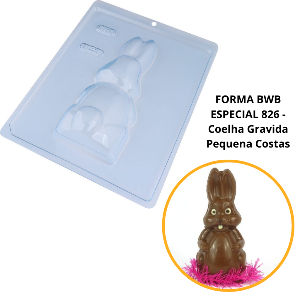 1~4 Forma BWB Com Silicone (3 partes) Para Chocolate Cód.826 – Coelha Grávida Pequena (C) 250g. Páscoa 1~4 Forma BWB Com Silicone (3 partes) Para Chocolate Cód.826 – Coelha Grávida Pequena (C) 250g. Páscoa
