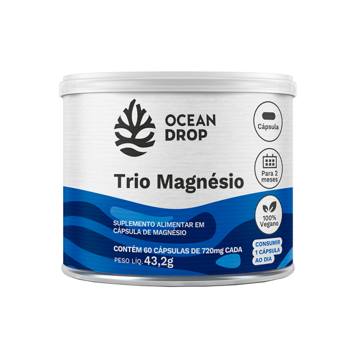 Trio Magnésio(Malato,Bisglicinato e Óxido de Magnésio) 60 caps – Ocean Drop Trio Magnésio(Malato,Bisglicinato e Óxido de Magnésio) 60 caps – Ocean Drop