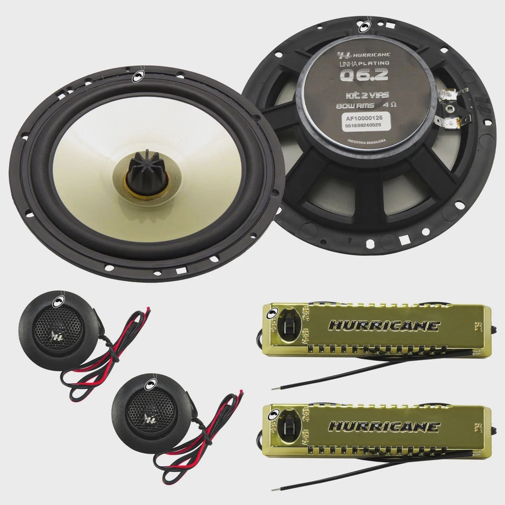 Kit 2 Vias Hurricane 6 Pol Q Qr 160wrms Alto Falante Tweeter Kit 2 Vias Hurricane 6 Pol Q Qr 160wrms Alto Falante Tweeter